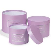 Conjunto de caixas de presente GNFlus Purple Round com tampas, 3 tamanhos de papelão