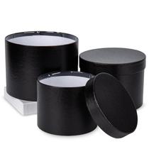 Conjunto de caixas de presente GNFlus Round Black Cardboard 14x11, 16,5x13, 19x15 cm