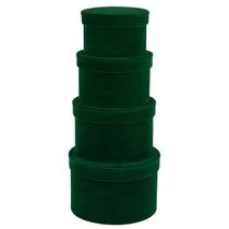 Conjunto de caixas de presente GNFlus Round Green Velvet Nesting, 4 unidades