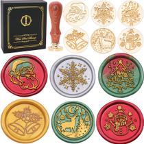 Conjunto de caixas de presente Wax Seal Stamp SWANGSA Christmas com 6 cabeças Conjunto de caixas de presente Wax Seal Stamp SWANGSA Christmas com 6 cabeças