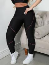 Conjunto de Calça Legging + Top de Academia Feminina Cintura Alta Dia a Dia Trabalho Preta Basica