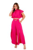 Conjunto de Calça Pantalona moda Feminina cinto Luxo Conjunto de Calça Pantalona moda Feminina cinto Luxo