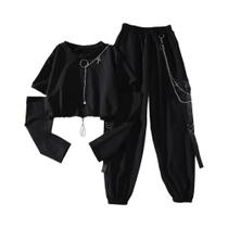 Conjunto De Calças Cargo Harajuku Femininas Para Primavera E Outono Com Blusa De Manga Longa E Conjunto De Calças Cargo Harajuku Femininas Para Primavera E Outono Com Blusa De Manga Longa E