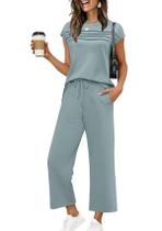 Conjunto de calças curtas de perna larga WIHOLL Blue, roupa coordenada, M