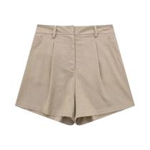 Conjunto De Calças De Algodão E Linho Vintage Casual De Verão Para Mulheres Com Shorts De Cintura