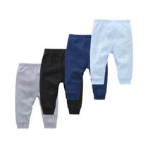 Conjunto De Calças De Algodão Unissex Para Bebês Com 4 Peças, Calças Longas Sólidas, Leggings