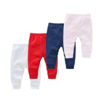 Conjunto De Calças De Algodão Unissex Para Bebês Com 4 Peças, Calças Longas Sólidas, Leggings