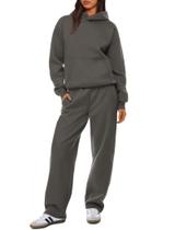 Conjunto de calças de moletom XIEERDUO 2024 para mulheres grandes em cinza escuro