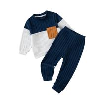 Conjunto De Calças E Suéter De Manga Longa Para Meninos Outono Inverno Em Cores Sólidas Casual E