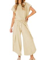 Conjunto de calças femininas listradas de 2 peças Outfit HangNifang