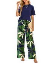 Conjunto de calças femininas PRETTYGARDEN, verão 2025, floral, verde militar Conjunto de calças femininas PRETTYGARDEN, verão 2025, floral, verde militar