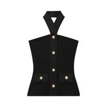 Conjunto De Calças Flare De Cintura Alta Pretas Para Mulheres, 2 Peças, Top Halter off Shoulder,