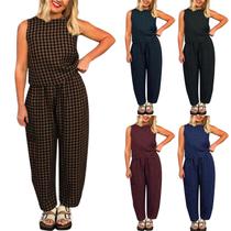 Conjunto de calças lounge Gaexia Striped para mulheres Y2k Gingham 01