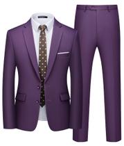 Conjunto de calças Suit WULFUL, 2 peças, blazer, ajuste fino e dois botões Conjunto de calças Suit WULFUL, 2 peças, blazer, ajuste fino e dois botões