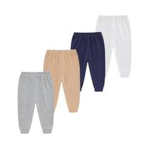 Conjunto De Calças Unissex Para Bebês Com 4 Peças, 100% Algodão, Cor Sólida, 0-24 Meses, Calças Para Conjunto De Calças Unissex Para Bebês Com 4 Peças, 100% Algodão, Cor Sólida, 0-24 Meses, Calças Para