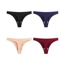 Conjunto De Calcinha De Cetim De Seda Sexy Feminino 4 Peças Macio Aconchegante Sem Costura Tangas