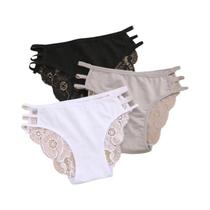 Conjunto De Calcinha De Renda Sexy Feminina Cintura Baixa Oco Floral Transparente Alças Elásticas