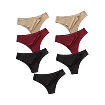 Conjunto De Calcinha De Seda Gelo Sem Costura Sexy Feminino 7 Peças Cintura Baixa Ultrafina Macia