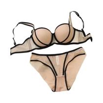 Conjunto De Calcinha De Sutiã Push-up Sexy Feminino Francês Alças Ajustáveis Lingerie Reunida