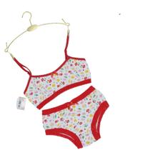 Conjunto de calcinha e top infantil/juvenil, de 6 a 11 anos, algodão e rendinha Conjunto de calcinha e top infantil/juvenil, de 6 a 11 anos, algodão e rendinha
