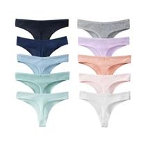 Conjunto De Calcinha Listrada De Algodão Feminino 10 Peças Macio E Confortável Sexy Tangas