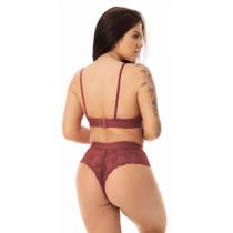 Conjunto de Calcinha Renda Confortável e Sutiã Sem Bojo Com Microfibra Lingerie Sensual e Elegante