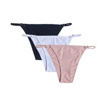 Conjunto De Calcinhas De Algodão Com Alças Ajustáveis Para Mulheres 3 Peças Lingerie Sexy Biquíni