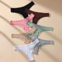 Conjunto De Calcinhas De Algodão Com Renda plus Size Para Mulheres 7 Peças Lingerie Sexy Tanga Conjunto De Calcinhas De Algodão Com Renda plus Size Para Mulheres 7 Peças Lingerie Sexy Tanga