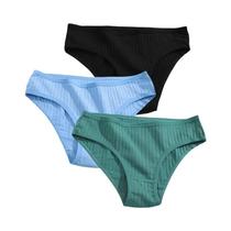 Conjunto De Calcinhas De Algodão Femininas Lingerie Sexy Tamanhos XS-5XL plus FINETOO 3PCS