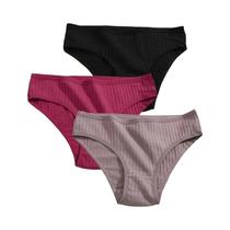 Conjunto De Calcinhas De Algodão Femininas Lingerie Sexy Tamanhos XS-7XL plus FINETOO 3PCS