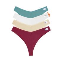 Conjunto De Calcinhas De Algodão Waffle Para Mulheres, Sexy, Com Cintura Em V, Tanga De Cor Sólida,