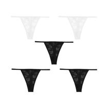 Conjunto De Calcinhas De Renda Femininas Lingerie Floral Sexy Tanga G-String 5PCS Roupas Íntimas