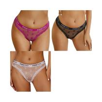 Conjunto De Calcinhas De Renda Sexy Femininas, G-String De Cintura Baixa, Lingerie Transparente E