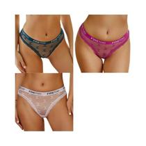 Conjunto De Calcinhas De Renda Sexy Femininas, G-String De Cintura Baixa, Lingerie Transparente E