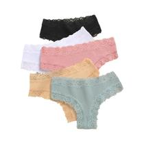 Conjunto De Calcinhas Sem Costura De Algodão Com Renda Para Mulheres plus Size, Lingerie Sexy