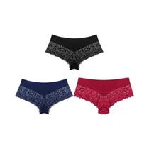 Conjunto De Calcinhas Sexy De Renda Para Mulheres 3PCS Lingerie Confortável E Respirável