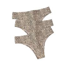 Conjunto De Calcinhas Sexy Em Estampa De Leopardo Para Mulheres WarmSteps 3 Peças Sem Costura Em