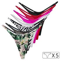 Conjunto de Calcinhas Tanga Leopardo e Floral - Cintura Baixa - Sexy e Confortável