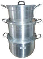 CONJUNTO DE CALDEIRÃO ALEMA POLIDO BÁSICO 3PÇ Nº26/28/30 - ALUM. ROQUE