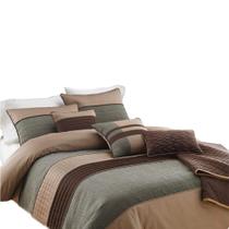 Conjunto de cama Benzara Benjara 7 peças Queen Grey Brown