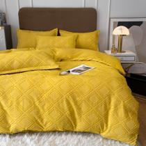 Conjunto de cama, capa de edredom texturizada MorroMorn, 5 peças King Yellow