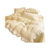 Conjunto De Cama Coreano De Renda E Seersucker 3 Peças: Capa De Edredom E 2 Fronhas Para Quarto E Conjunto De Cama Coreano De Renda E Seersucker 3 Peças: Capa De Edredom E 2 Fronhas Para Quarto E
