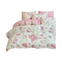 Conjunto De Cama De 4 Peças Com Tema De Hello Kitty, Estilo Anime, Em Microfibra Macia, Com Capa De Conjunto De Cama De 4 Peças Com Tema De Hello Kitty, Estilo Anime, Em Microfibra Macia, Com Capa De