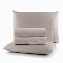 Conjunto de Cama de Algodão Queen 200 Fios 4 Peças Ponto Palito
