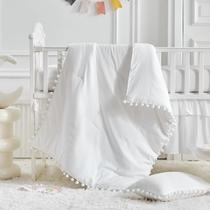 Conjunto de Cama de Berço AIKASY The Ball Pom Fringe para Meninas - Branco Conjunto de Cama de Berço AIKASY The Ball Pom Fringe para Meninas - Branco