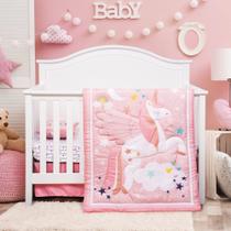 Conjunto de cama de berço Cloele Unicorn Pink 4 peças para berçário