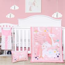 Conjunto de Cama de Berço JISEN Unicórnios para Meninas - 5 Peças de Poliéster Conjunto de Cama de Berço JISEN Unicórnios para Meninas - 5 Peças de Poliéster
