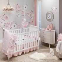 Conjunto de Cama de Berço Lambs & Ivy Floral Garden - Rosa Aquarela