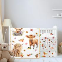 Conjunto de Cama de Berço Mixweer Highland Cow - Para Meninos e Meninas Conjunto de Cama de Berço Mixweer Highland Cow - Para Meninos e Meninas