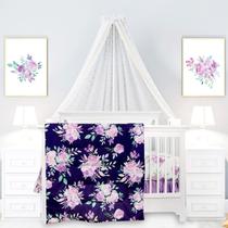 Conjunto de cama de berço TANOFAR Purple Flower, 4 peças de algodão